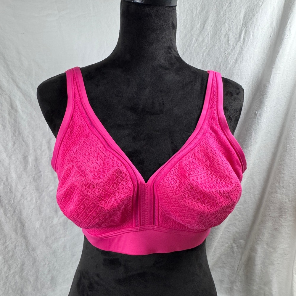 Women's‎ Cacique 40D Pink Lace Unlined Wire Free Comfort Bra